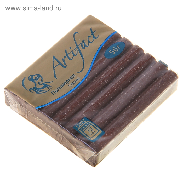 Пластика - полимерная глина 56г, с блёстками, шоколадный - Фото 1