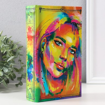 Шкатулка книга-сейф «Портрет девушки. Пятна краски», дерево, искусственная кожа, тиснение, 21×13×5 см