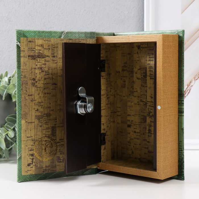 Сейф-книга дерево кожзам "Время - деньги" 3D тиснение 21х13х5 см