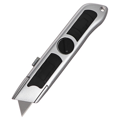 Нож универсальный трапециевидный 19 мм, фиксатор, корпус металл, Zinc-alloy, TOP