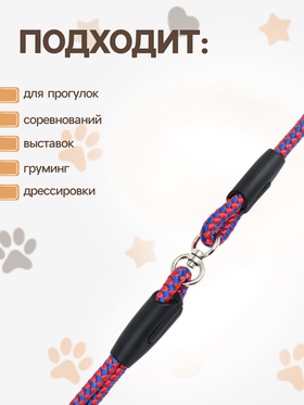 Ринговка для собак, с вертлюгом, 150×0.6 см, красная/синяя