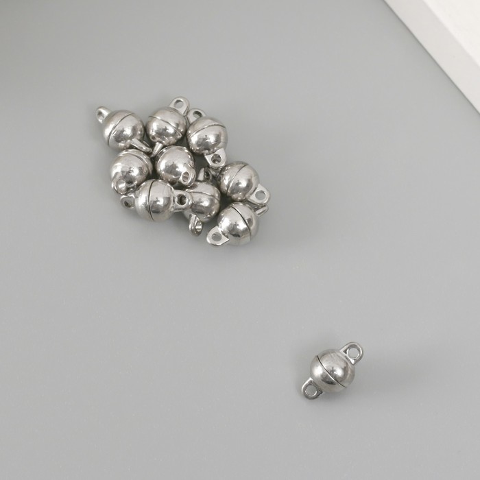 Застёжка магнитная металл "Шарик" серебро 0,6х1,1х0,6 см - Фото 1