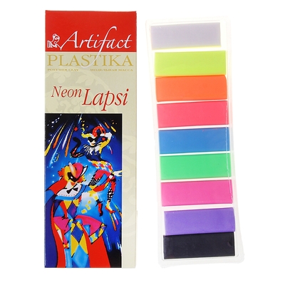 Пластика - полимерная глина набор, LAPSI NEON, 9 цветов по 20 г