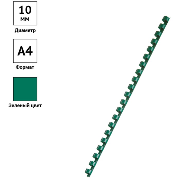 Пружины пластик D=10 мм OfficeSpace, зеленый, 100шт. - фото 1899352005