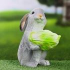Фигурное кашпо "Зайчонок с салатом" серый, 14х14х20см - Фото 3