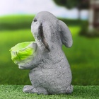 Фигурное кашпо "Зайчонок с салатом" серый, 14х14х20см - Фото 4