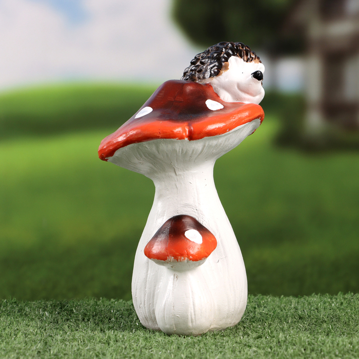 Садовая фигура "Ежик на грибочке" 10х11х21см - фото 1908130330