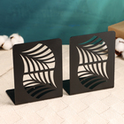 Держатель-подставка для книг "Пальмовый лист" набор 2шт, 9,2х12х15,4см, черный - фото 9639447
