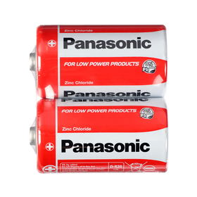 Батарейка солевая Panasonic Zinc Carbon, D, R20-2S, 1.5В, спайка, 2 шт.