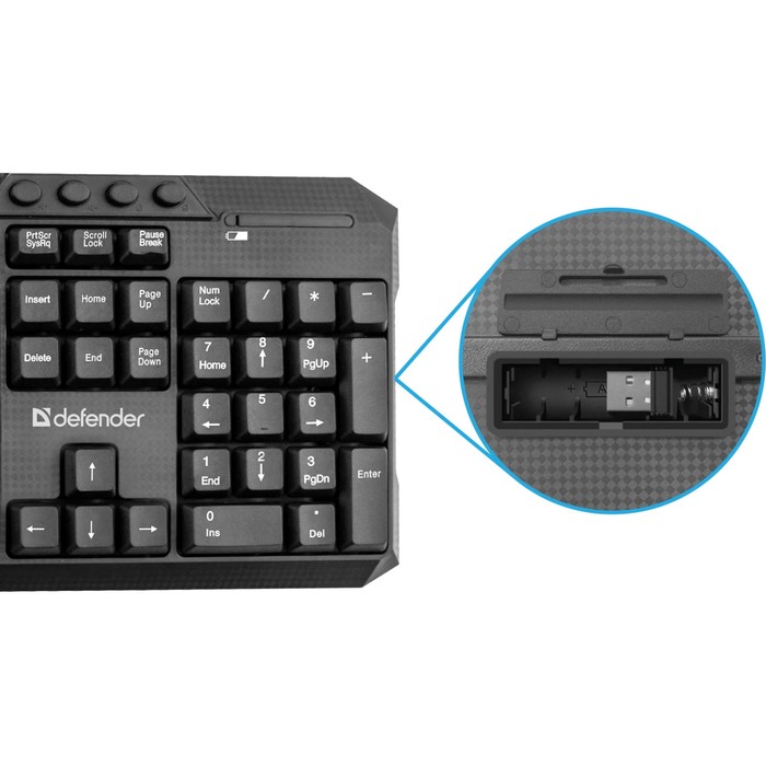 Комплект клавиатура и мышь DEFENDER Jakarta C-805, беспровод, мембран, 1600dpi, USB, черный