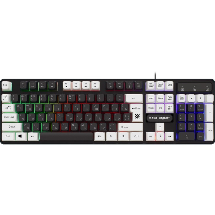 Клавиатура Defender Dark Knight GK-077,игровая,проводная,подсветка,104 клавиши,USB,черy-бел - Фото 1