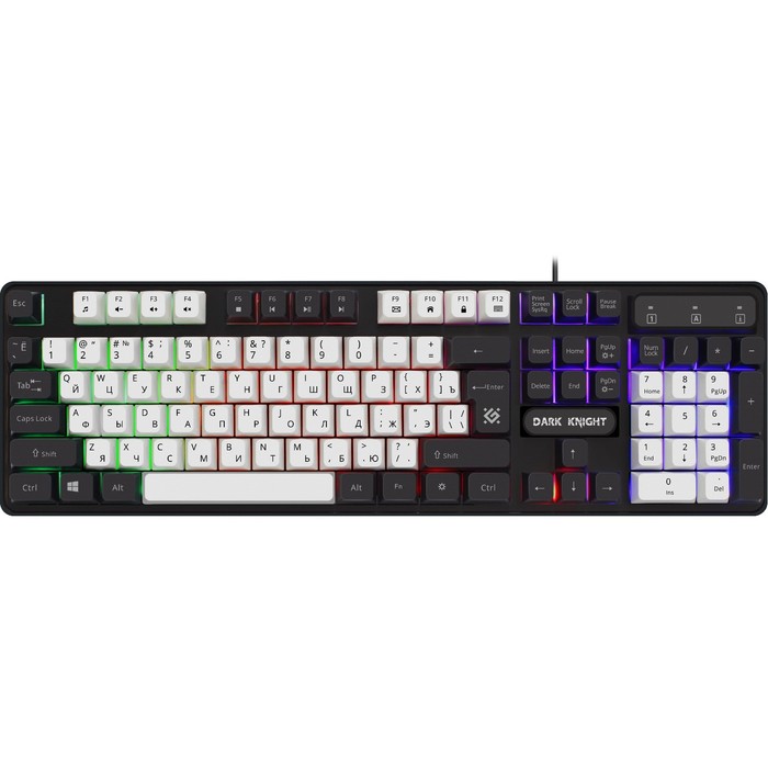 Клавиатура Defender Dark Knight GK-077,игровая,проводная,подсветка,104 клавиши,USB,бел-черн - Фото 1