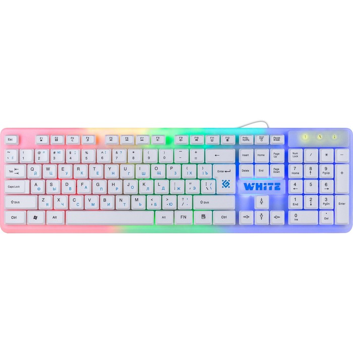Клавиатура Defender Dark White GK-172,игровая, проводная, подсветка, 104 клавиши,USB, белая