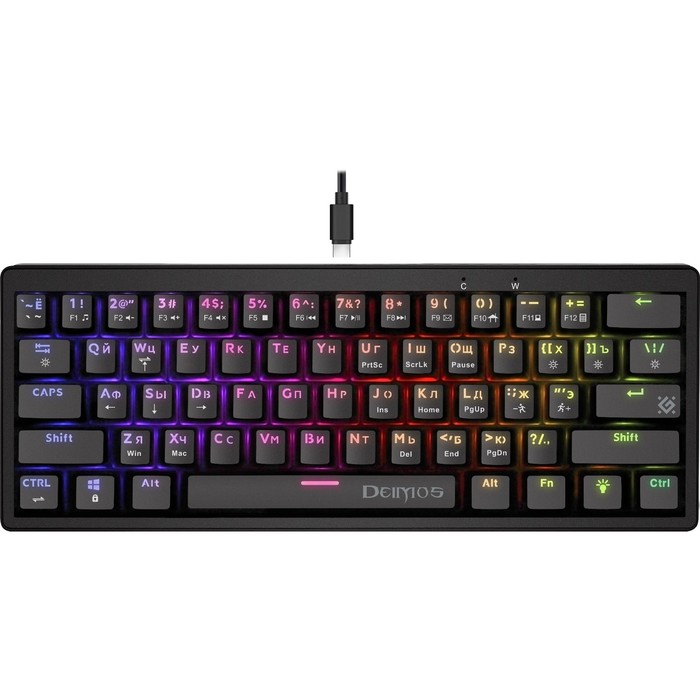 Клавиатура Defender GK-303,игровая,проводная, механическая,подсветка,104 клавиши,USB,черная - Фото 1