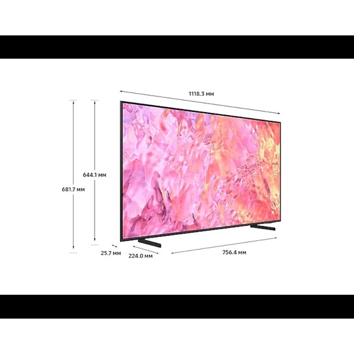 Телевизор SAMSUNG QE50Q60CAUXRU,50",3840x2160,QLED,DVB-T2/C/S2,HDMI 3,USB 2,SmartTV,черный