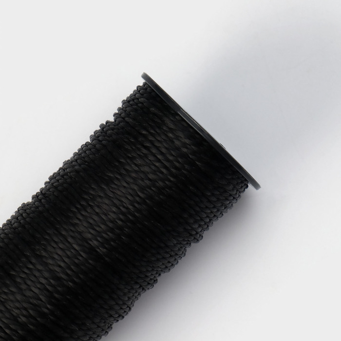 Нить крученая, 2-х прядная ПП Доляна, d= 1,3 мм, 50 м, цвет черный