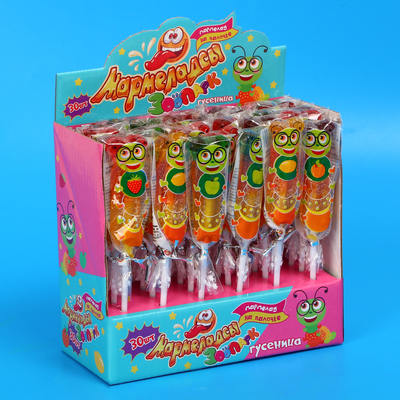 Мармелад фигурный на палочке «Мармеладсы Зоопарк: гусеница», ассорти, 14 г