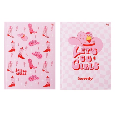 Бизнес-блокнот А5, 64 листа в клетку "Розовый стиль", интегральная обложка, глянцевая ламинация, выборочный лак, блок офсет, МИКС