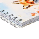 Блокнот А6, 60 листов в клетку, на гребне "Акварель. Дикая природа", обложка мелованный картон, блок 60г/м2, МИКС - фото 9877144