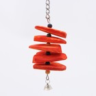 Игрушка для птиц с панцирем каракатицы и бусами, 20 х 6 см, оранжевая - фото 321418980