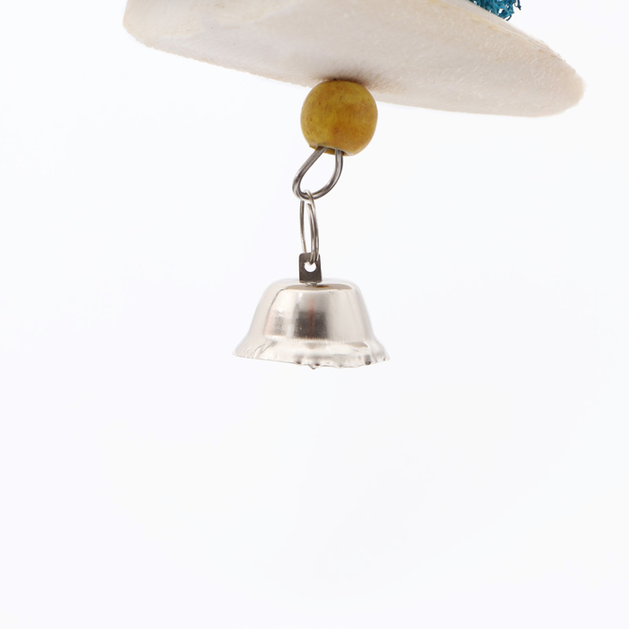 Игрушка с панцирем каракатицы, люфой и колокольчиком, 15 х 5 см, синяя