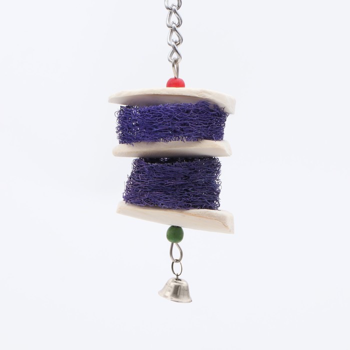 Игрушка с панцирем каракатицы, люфой и колокольчиком, 20 х 5 см, фиолетовая - Фото 1