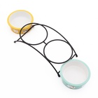 Миски, 250 мл, на металлической подставке, 2 шт., керамика, жёлтые, голубые - Фото 5