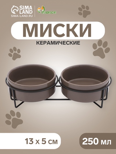 Миски керамические на подставке 2×250 мл