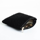 Кошелёк-монетница на молнии 11×1×8 см, плюшевый, чёрный - Фото 2