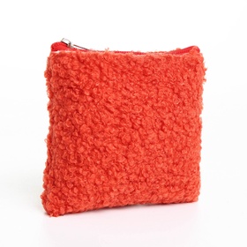 Кошелёк-монетница на молнии 11×1×8 см, плюшевый, оранжевый