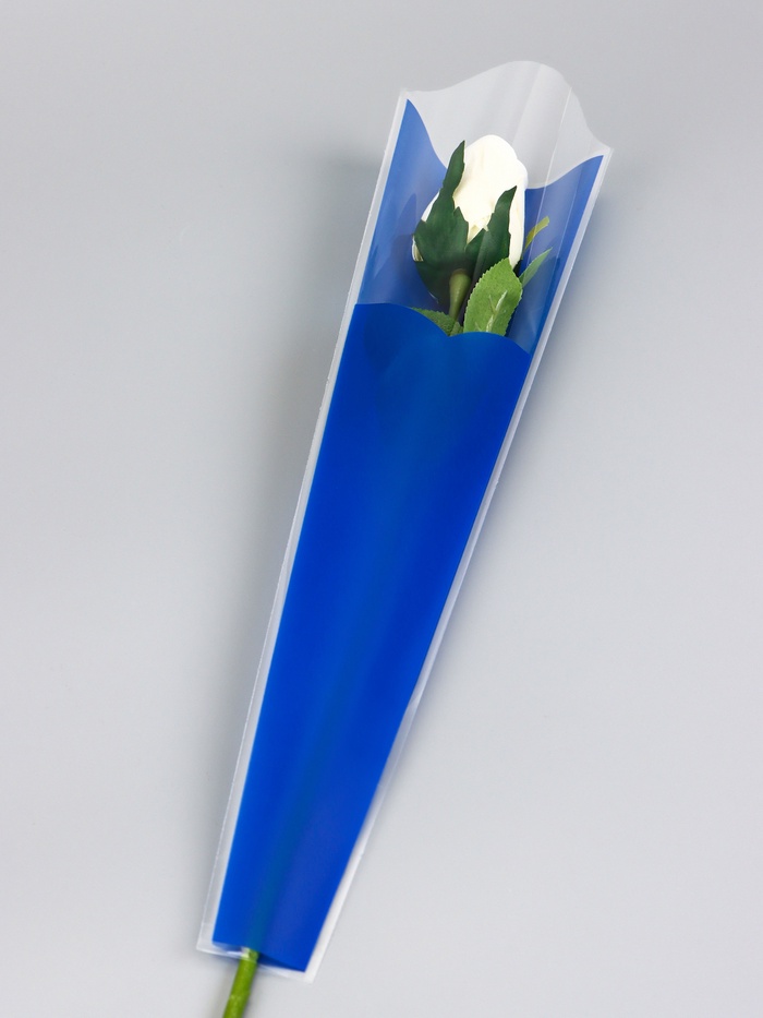 Пакет конус для цветов, «Уверенность», 12.5+4×45 см, синий - Фото 1
