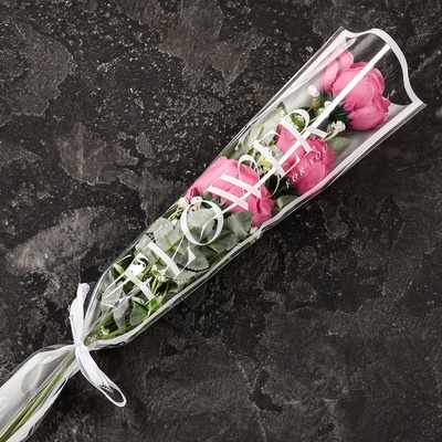 Пакет конус для цветов, «Цветы», 12.5+4×45 см, белый