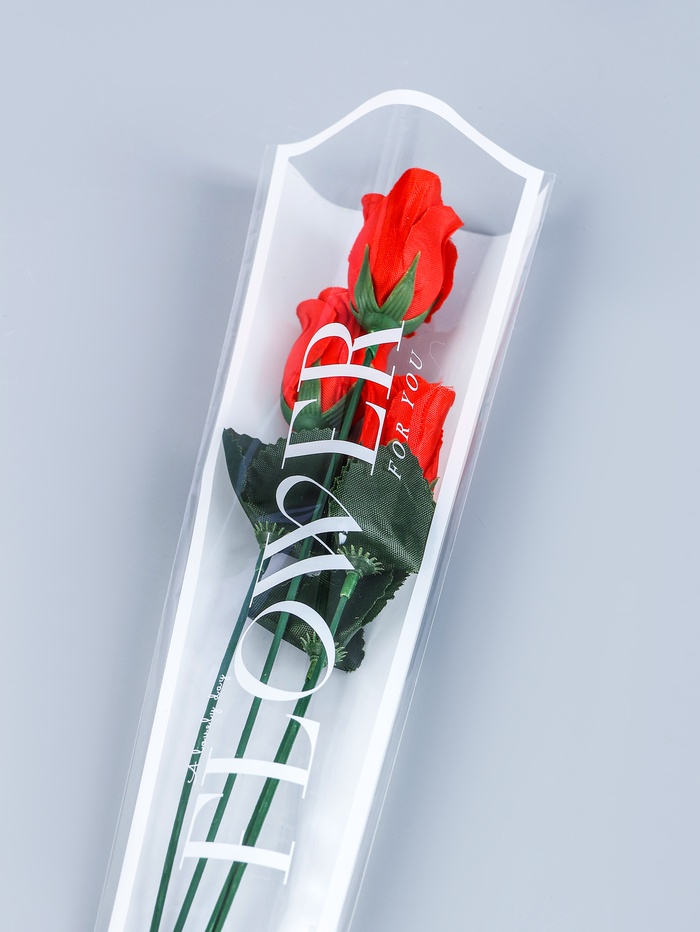 Пакет конус для цветов, «Цветы», 12.5+4×45 см, белый - Фото 1