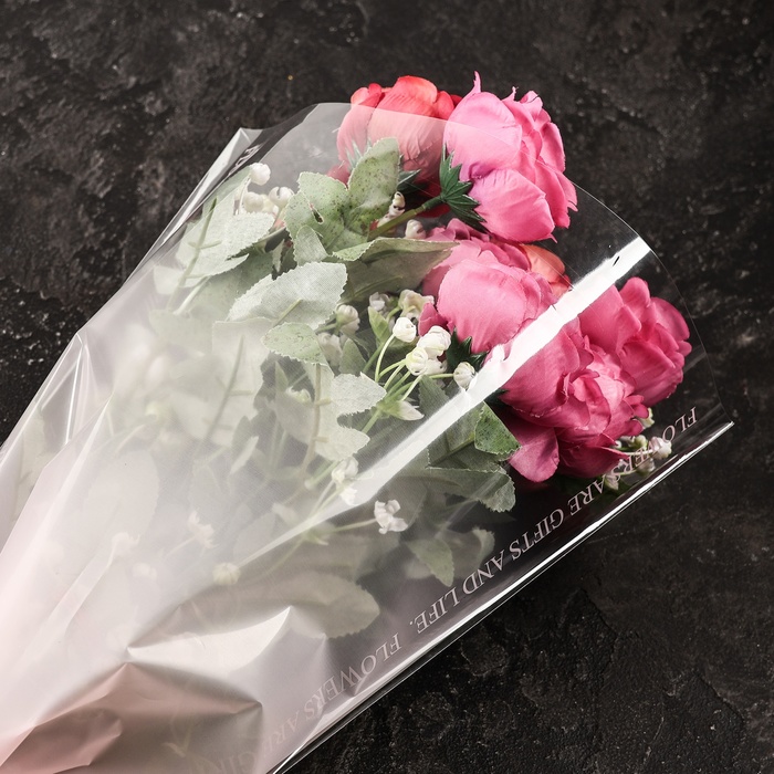 Пакет конус для цветов, "Переход",  30+9,5х45 см, розовый
