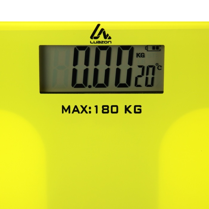 Весы напольные Luazon LVE-006, электронные, до 180 кг, 2хAAА (не в комплекте), жёлтые - фото 51548445