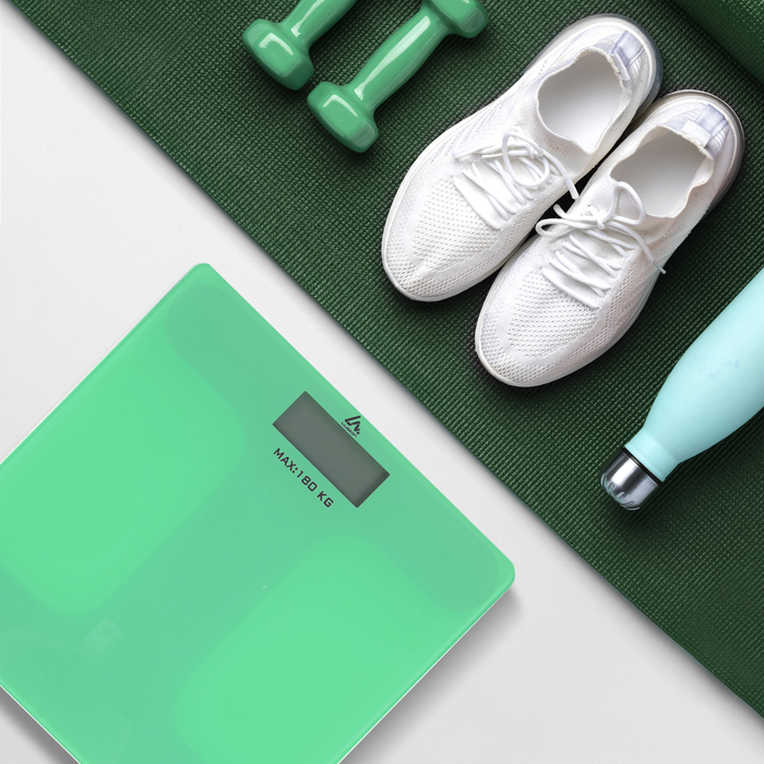 Весы напольные Luazon LVE-006, электронные, до 180 кг, 2хAAA (не в комплекте), зелёные - Фото 1