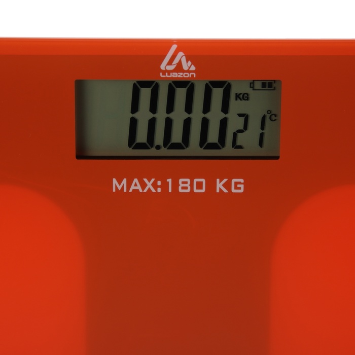 Весы напольные Luazon LVE-006, электронные, до 180 кг, 2хAAА (не в комплекте), оранжевые - фото 1900827408