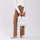 Рюкзак женский городской на молнии, 2 кармана, размер 11×29×31 см, белый - Фото 6