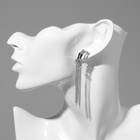 Серьги висячие «Стиль» тонкие цепочки, цвет серебро - Фото 3