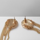 Серьги висячие «Диск» с цепями, цвет белый в золоте - фото 9641500