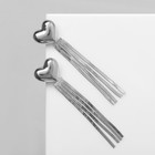 Серьги висячие «Стерео» сердце, цвет серебро - Фото 3