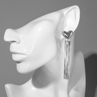 Серьги висячие «Стерео» сердце, цвет серебро - Фото 2