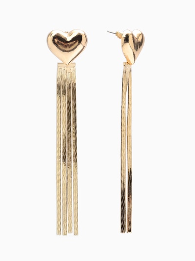 Серьги висячие «Стерео» сердце, цвет золото