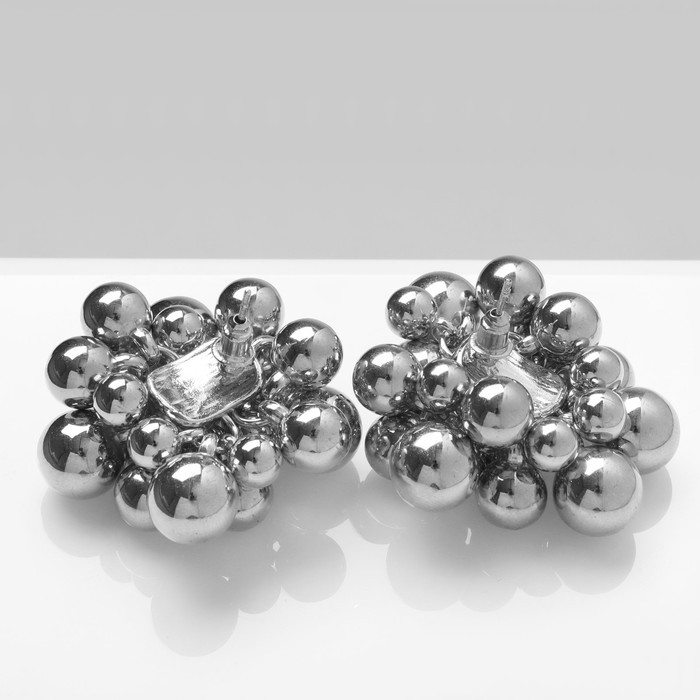 Серьги металл "Молекула", цвет серебро