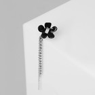 Серьга «Кафф» цветок, ромашка, цвет чёрный в серебре - фото 9641544