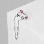 Серьга «Кафф» два кольца, цвет розовый в серебре - фото 9641550