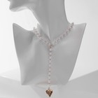 Кулон с жемчугом «Олимпия» подвеска сердце, цвет белый в золоте, 30 см - Фото 1