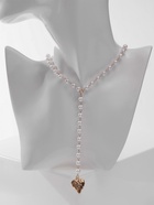 Кулон с жемчугом «Олимпия» подвеска сердце, белый в золоте, 30 см 10203521