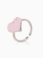 Кольцо «Сердце» гладкое, цвет розовый в серебре, безразмерное - Фото 1