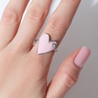 Кольцо «Сердце» гладкое, цвет розовый в серебре, безразмерное - Фото 3